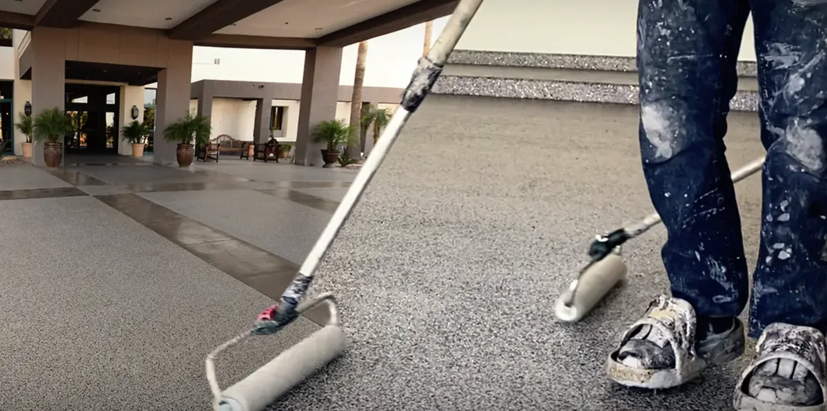 commercial epoxy flake flooring in Carmel