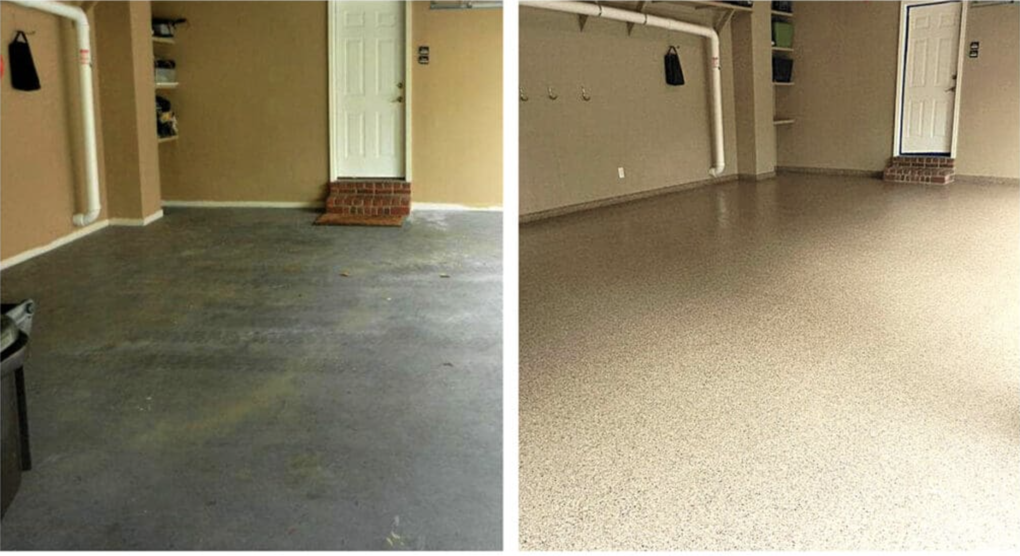 before and after garage floor epoxy coating Carmel IN