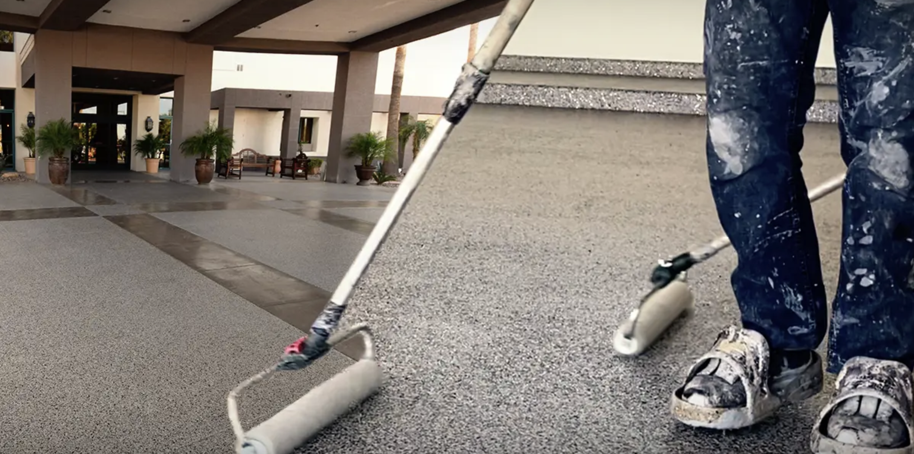 commercial epoxy flake flooring application
